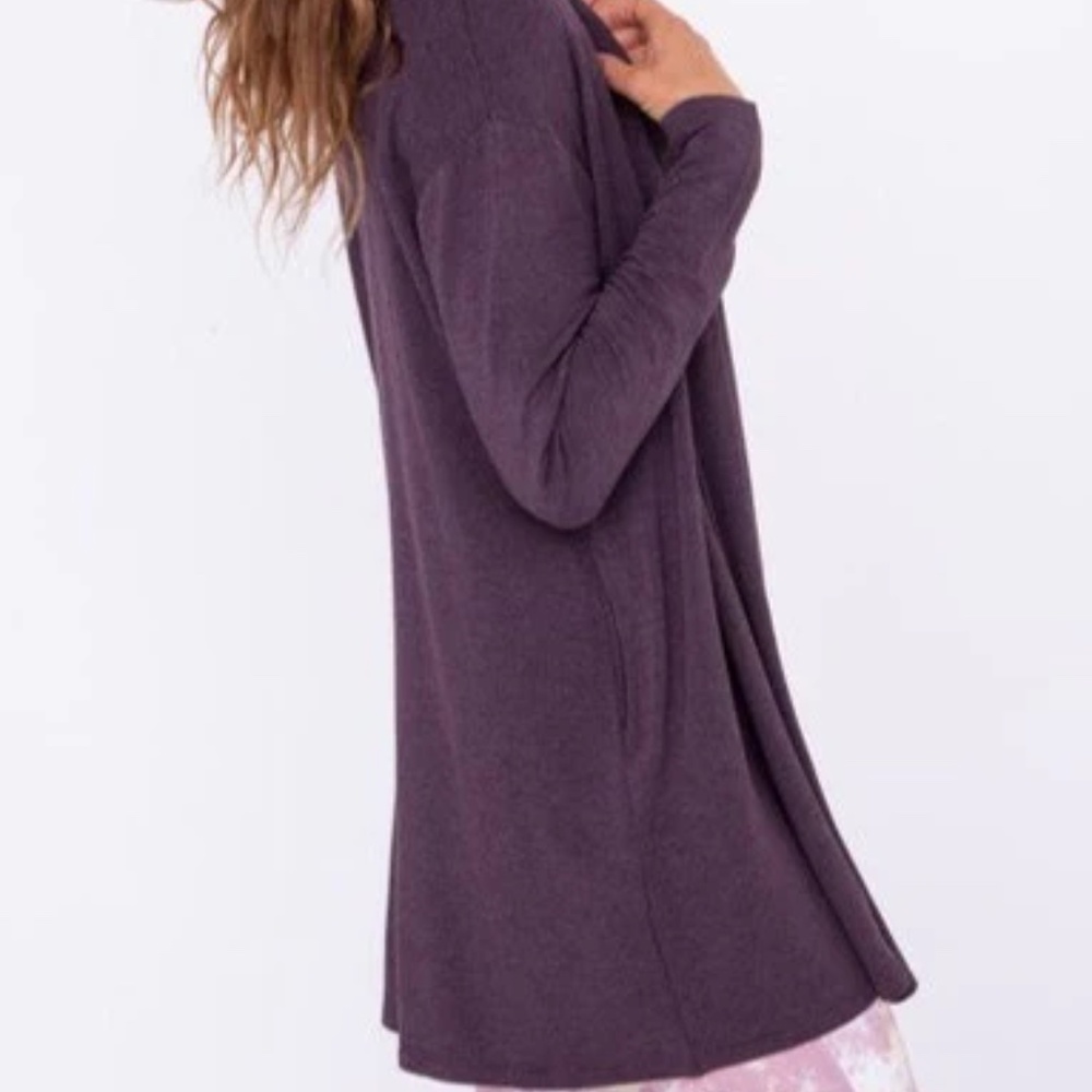 NWT Longline Open-Front Cardigan with Back Yoke Purple - Picture 3 of 4